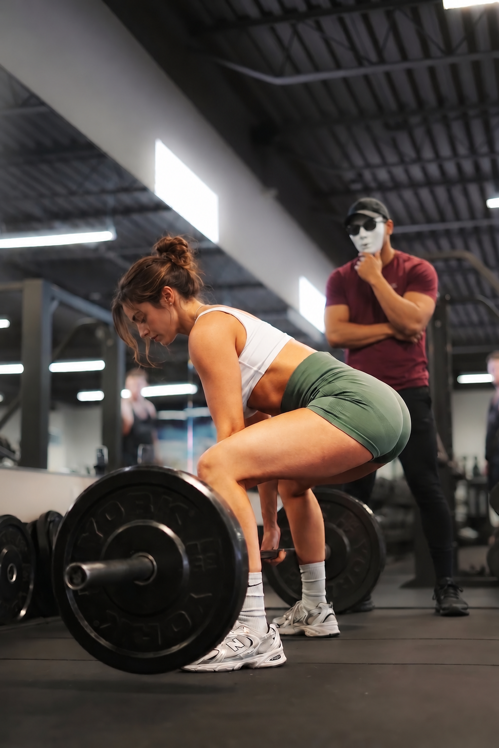 Woman strength training in a gym